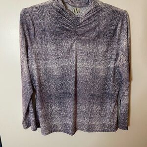 Worthington Purple Abstract Print Long Sleeve Sheer Top Blouse Women’s SZ XXL